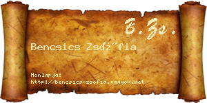 Bencsics Zsófia névjegykártya
